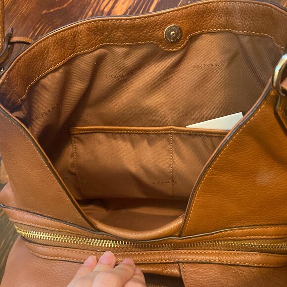 Coach Edie 31 Pebbled Leather Shoulder Bag Saddle Brown Tan Tote - Picture 7 of 11